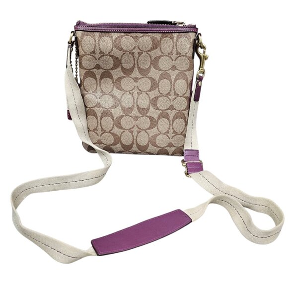 Coach Heritage Stripe Swingpack Monogram Signature Purple Crossbody Bag - Picture 6 of 10